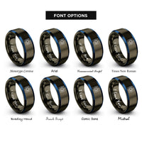 font options for inside engraving on gunmetal & blue circuit board rings