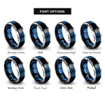 font options for inside engraving on blue & grey circuit board pattern rings