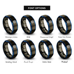 font options for inside engraving on gunmetal & blue circuit board pattern rings