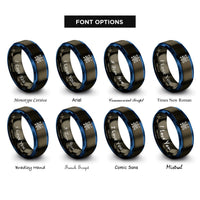 font options for inside engraving on gunmetal & blue circuit board trace rings