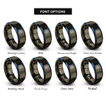 font options for inside engraving on gunmetal & blue circuit board trace rings