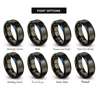 font options for inside engraving on gunmetal & blue circuit board trace rings