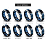 font options for inside engraving on blue & grey circuit board traces rings