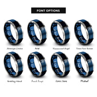 font options for inside engraving on blue & grey circuit board traces rings