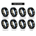 font options for inside engraving on gunmetal & blue circuit board traces rings