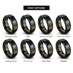 font options for inside engraving on gunmetal & blue circuit board traces rings