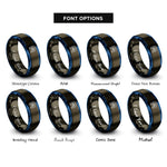 font options for inside engraving on gunmetal & blue circuit board traces rings