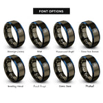 font options for inside engraving on gunmetal & blue circuit board traces rings