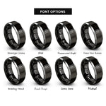 font options for inside engraving on black & silver circuit breaker rings