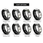 font options for inside engraving on black & grey circuit breaker rings