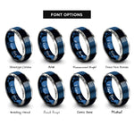 font options for inside engraving on blue & gray circuit maze rings