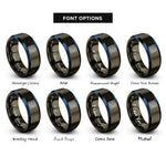 font options for inside engraving on gunmetal & blue circuit maze rings