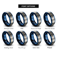 font options for inside engraving on blue & silver circuit trace rings