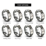 font options for inside engraving on gray circular arrows rings