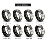 font options for inside engraving on black & grey circular labyrinth rings