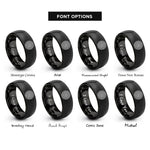 font options for inside engraving on black circular labyrinth rings