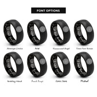 font options for inside engraving on black circular labyrinth rings