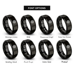 font options for inside engraving on black circular labyrinth rings