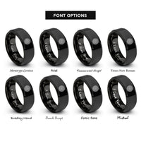font options for inside engraving on black circular labyrinth rings