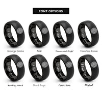 font options for inside engraving on black circular labyrinth rings