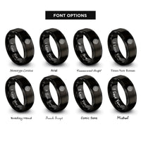 font options for inside engraving on black circular labyrinth rings