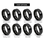 font options for inside engraving on black circular labyrinth rings