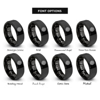 font options for inside engraving on black circular labyrinth rings