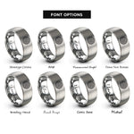 font options for inside engraving on gray circular labyrinth rings