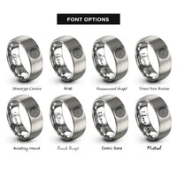 font options for inside engraving on gray circular labyrinth rings
