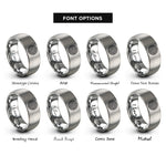 font options for inside engraving on grey circular labyrinth rings