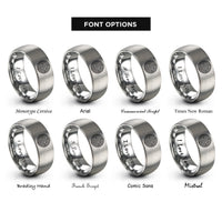 font options for inside engraving on grey circular labyrinth rings