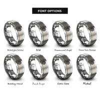 font options for inside engraving on grey circular labyrinth rings