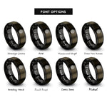font options for inside engraving on gunmetal & black circular labyrinth rings