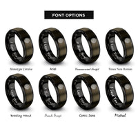 font options for inside engraving on gunmetal & black circular labyrinth rings