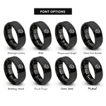 font options for inside engraving on black circular saw rings