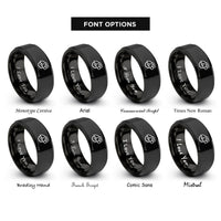 font options for inside engraving on black circular saw rings
