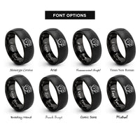 font options for inside engraving on black circular saw rings