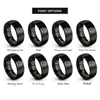 font options for inside engraving on black circular saw rings