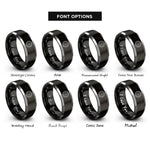 font options for inside engraving on black & gray circular saw blade rings