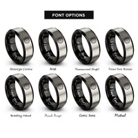 font options for inside engraving on black & grey circular saw blade rings