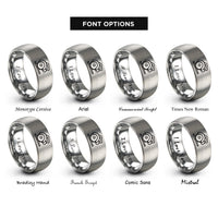 font options for inside engraving on grey circular saw rings