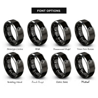 font options for inside engraving on black & gray citrus press rings