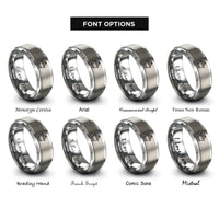 font options for inside engraving on grey citrus press rings
