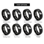 font options for inside engraving on black citrus wedge rings