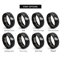 font options for inside engraving on black citrus wedge rings