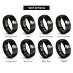 font options for inside engraving on black citrus wedge rings