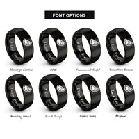 font options for inside engraving on black citrus wedge rings