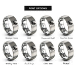 font options for inside engraving on grey citrus wedge rings
