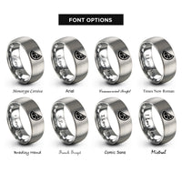 font options for inside engraving on grey citrus wedge rings
