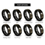 font options for inside engraving on gunmetal & black citrus wedge rings